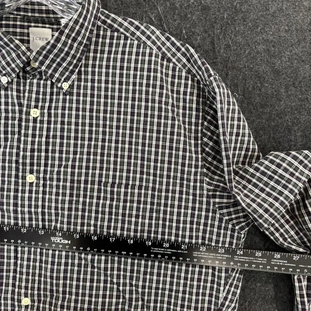 J.Crew Shirt Men's Large Green Blue Plaid 100% Cotton Button Down Casual Pocket